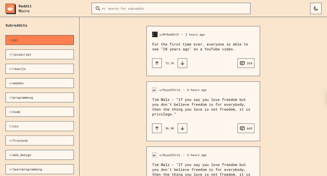 Reddit Micro screenshot